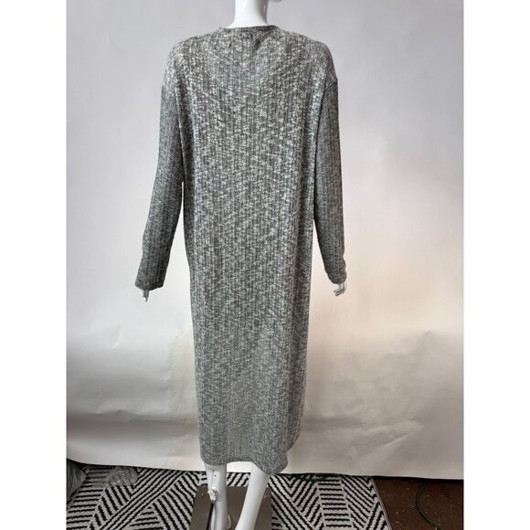 Anthropologie Gray Textured Knit Long Open Cardigan Large - Picture 11 of 16